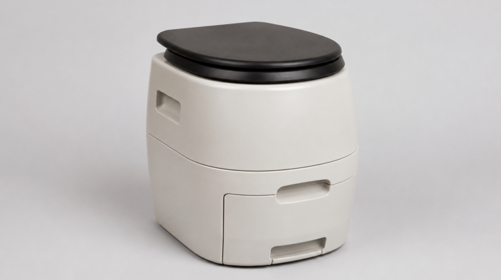 A compact, budget-tier portable composting toilet