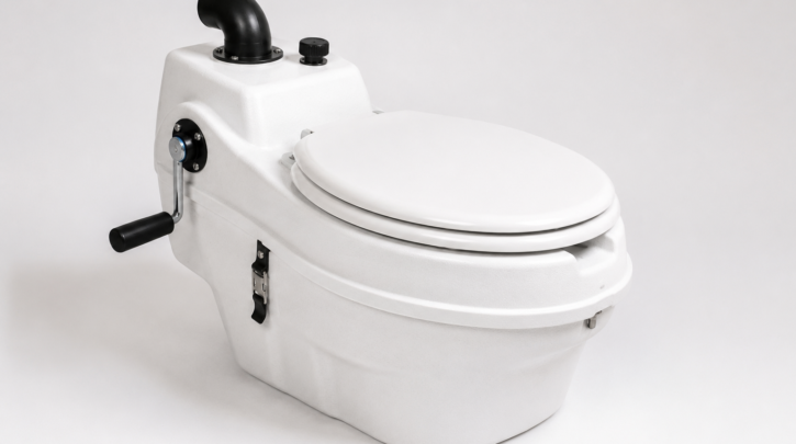The Nature's Head composting toilet shown at a three-quarter angle