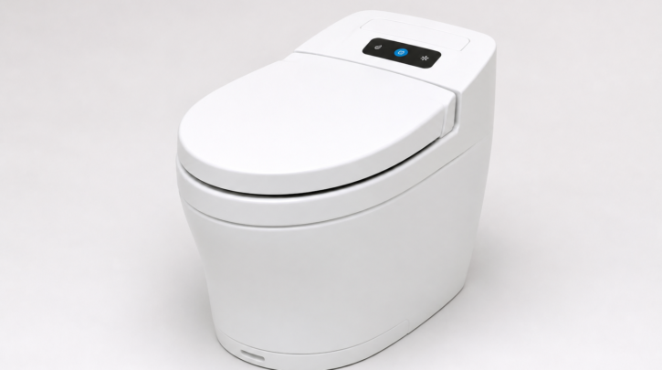 The OGO Origin composting toilet's compact, modern design
